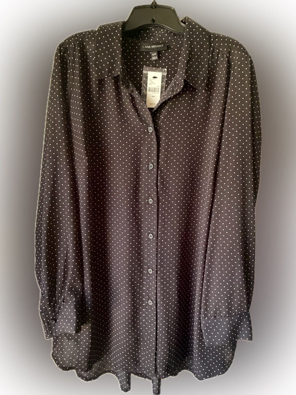 NWT Lane Bryant Black Blouse with White Polka Dots size 18/20